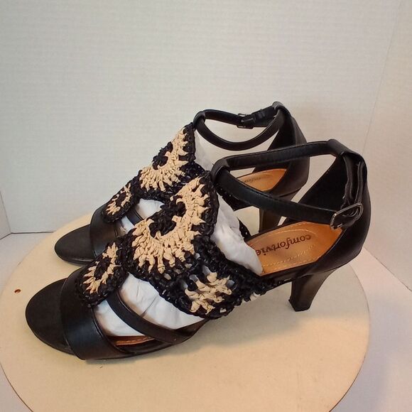 COMFORTVIEW Black Woven Open Toe Women's Sandals Size 7M - Picture 4 of 14